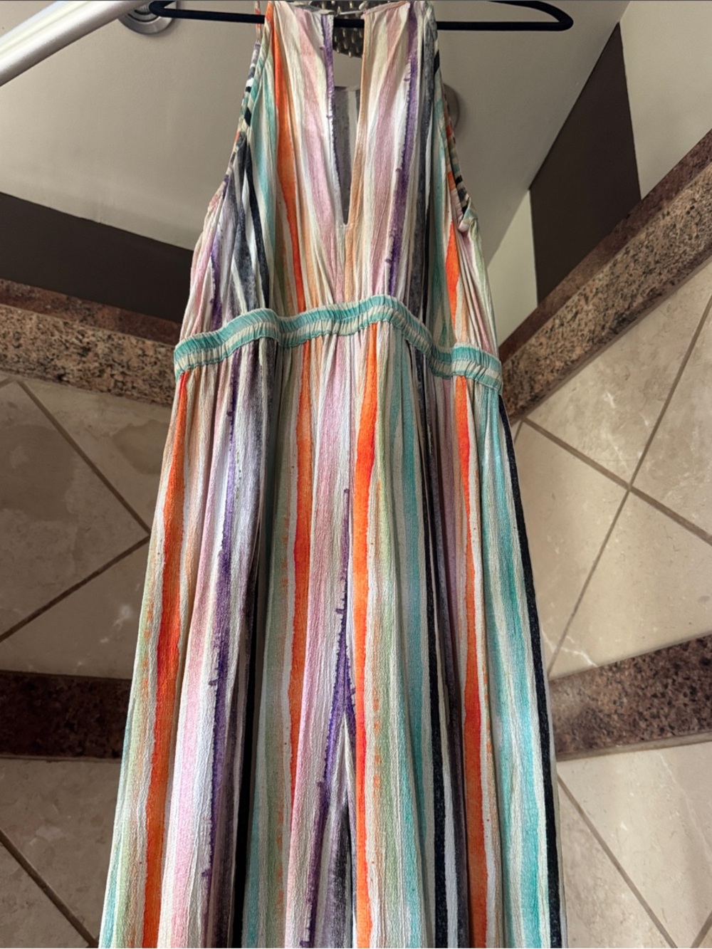 Striped Halter Jumpsuit in Multi-Stripe Colors